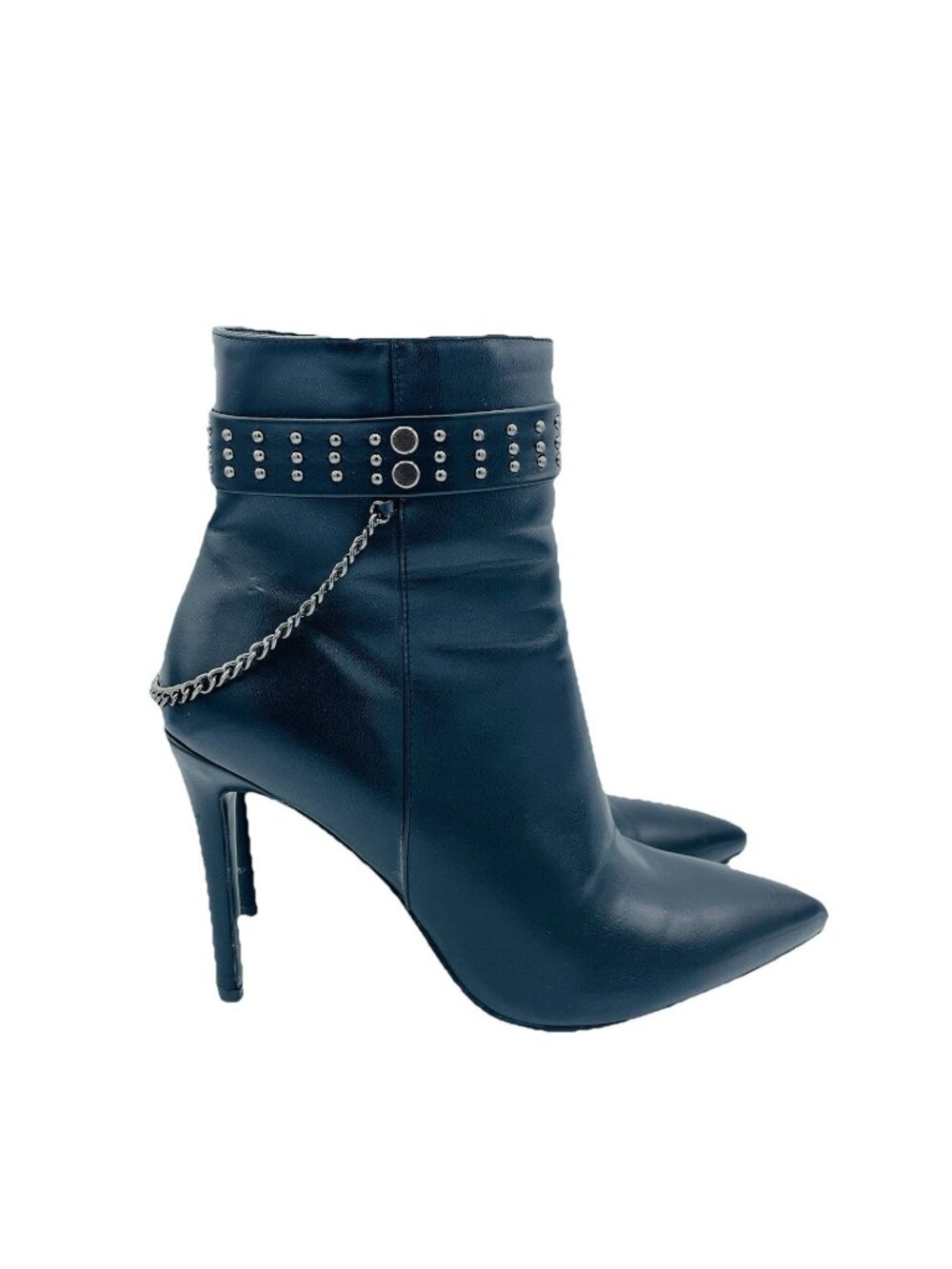London Rag Shoes Womens Size 8 Black High Heels Ankle Booties Studded Zip